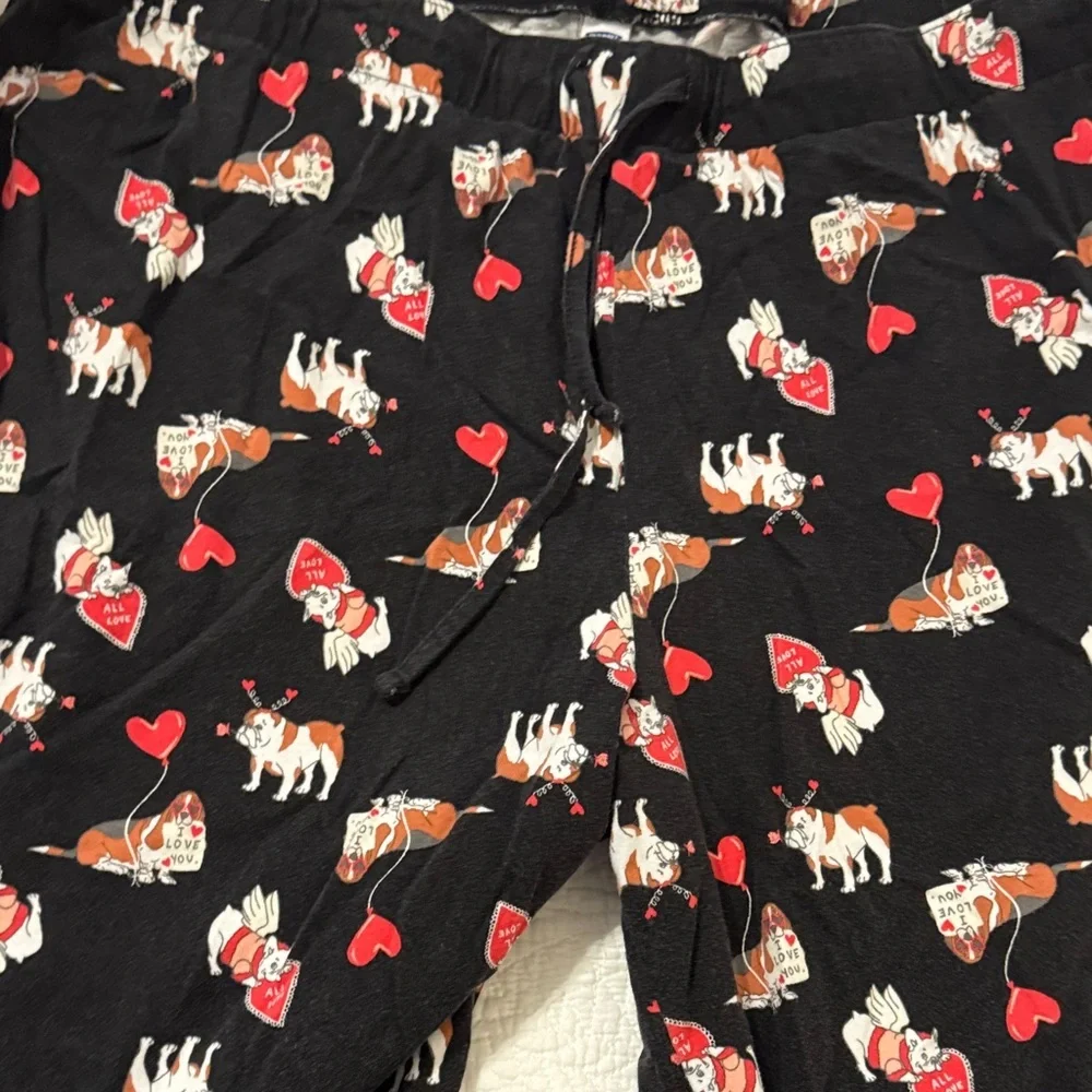 2 Pair Knit Mens Tall Old Navy Valentine Pajama Pants with Red Hearts